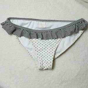 Woman's Black & White Swim Bottoms Polka Dots S